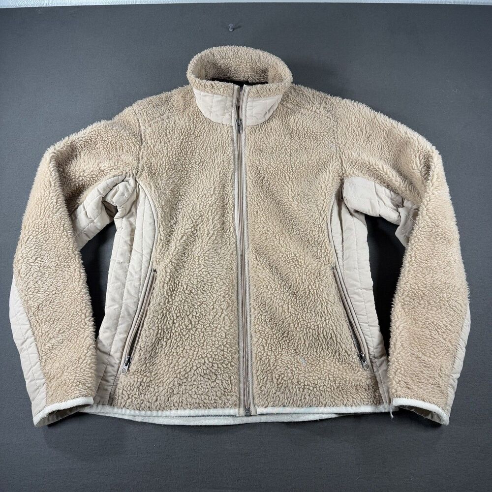 Patagonia Jacket Womens Medium Beige Synchilla Retro-X Full Zip Fleece USA MADE